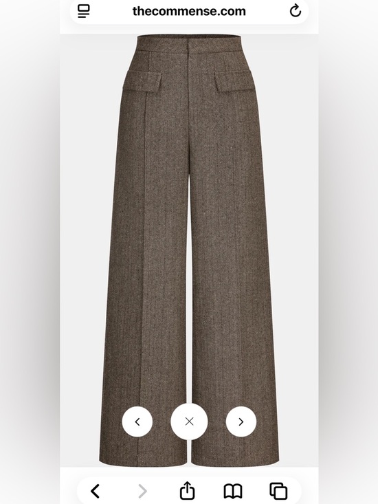 Commense Pants - Commense Wide-Leg Herringbone Trousers — Brown